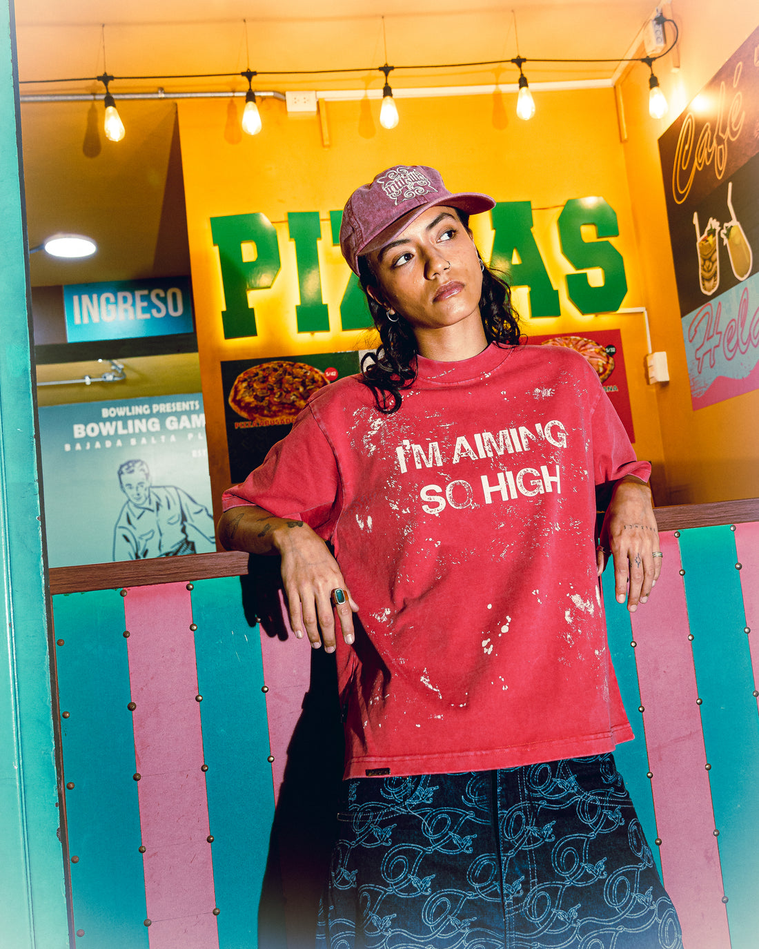 Heavyweight Print Red Tee